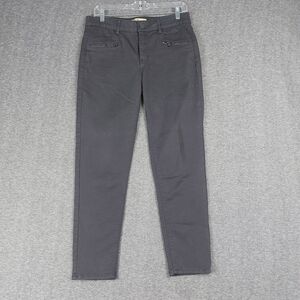 DEMOCRACY AB TECHNOLOGY WOMENS DARK GRAY MID RISE SKINNY PANTS ZIP POCKETS SZ 8